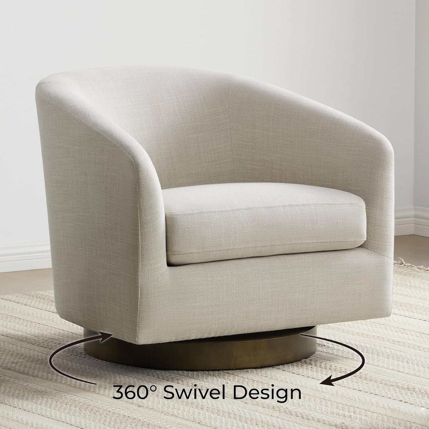CHITA Swivel Accent Chair, FSC Certified Upholstered Fabric Barrel Chair for Living Room, Fully