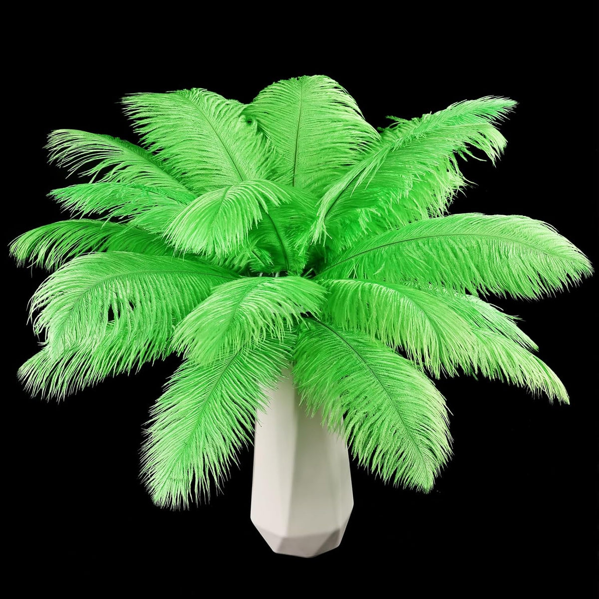 THARAHT Green Ostrich Feathers 12pcs Natural Bulk 8-10Inch 20cm-25cm for Crafts Wedding Party