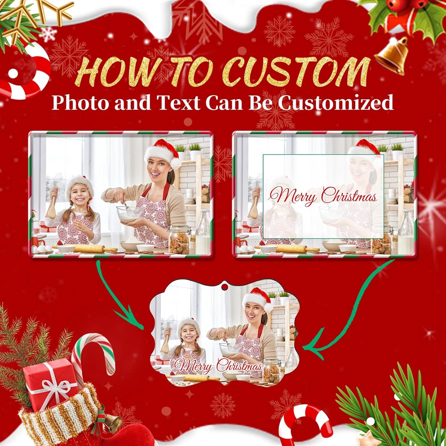 Personalized Christmas Ornaments 2025 Wood Custom Photo Picture Text Christmas Ornament