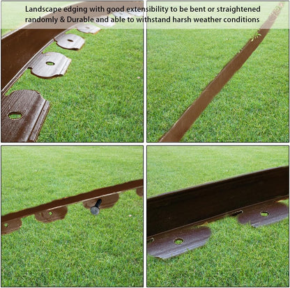 49FT Landscape Edging, 4 in Tall Garden Edging Borders with 75 Spikes,Flexible Lawn Edging Plastic