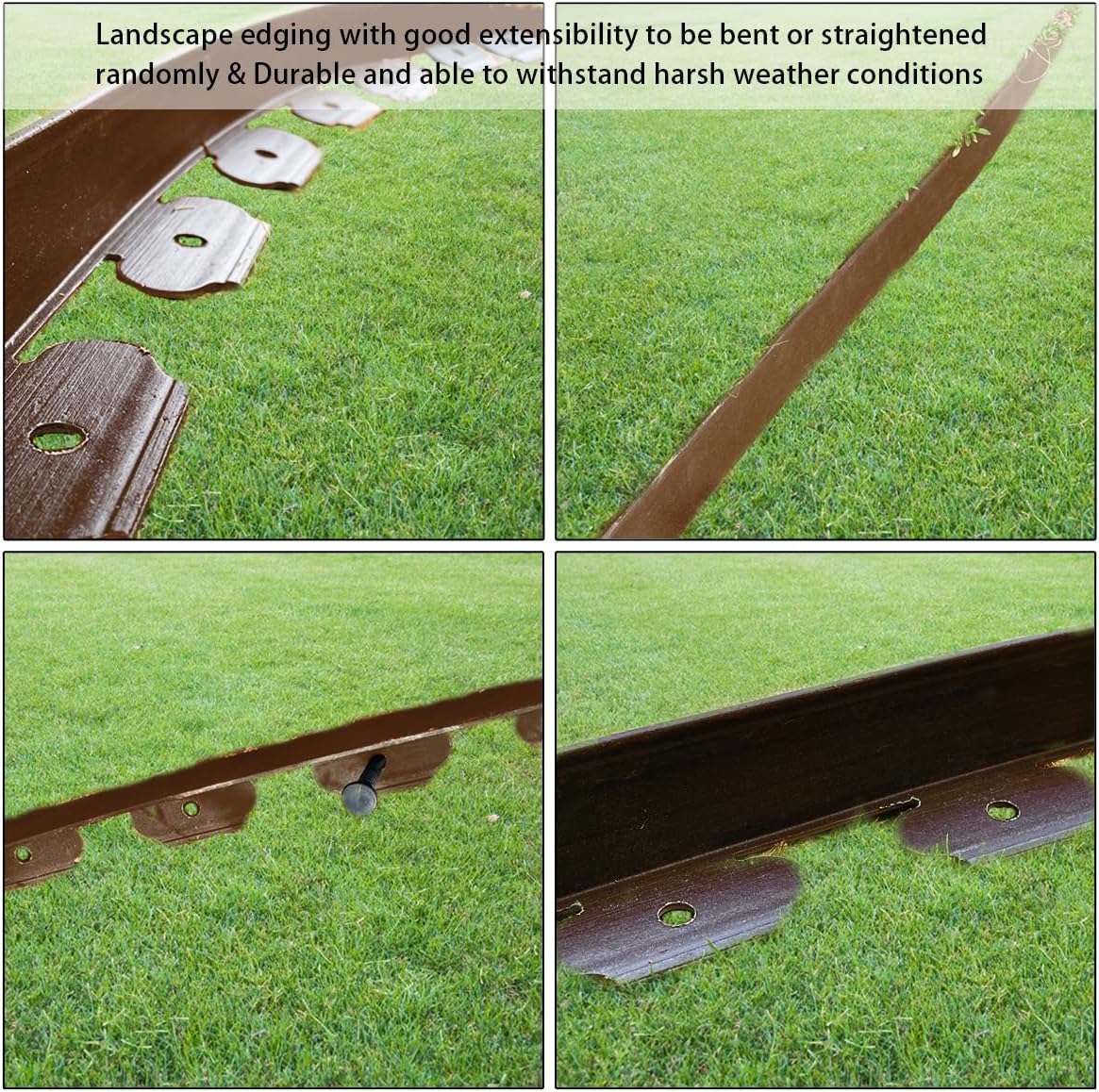 33FT Landscape Edging, 4 in Tall Garden Edging Borders,Flexible Lawn Edging with 30 Spikes,Plastic