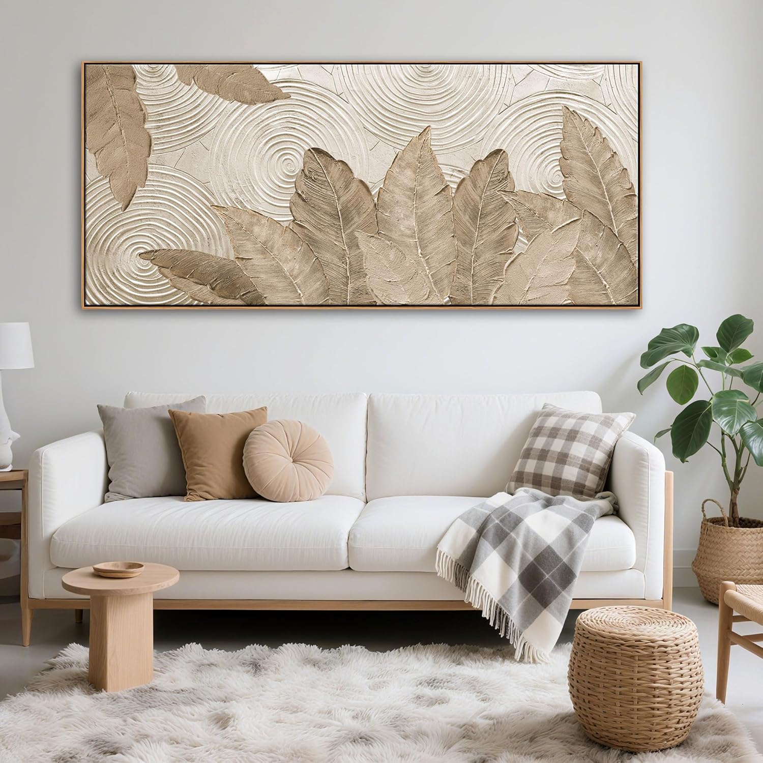 Minimalist & Modern Art for Bedroom Decor Framed Abstract & Textured Artwork for Walls Neutral &