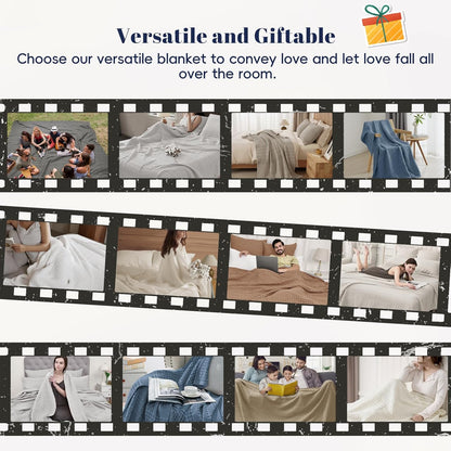 PHF 100% Cotton Waffle Weave Blanket King Size, Soft Lightweight Breathable Cozy Summer Blankets
