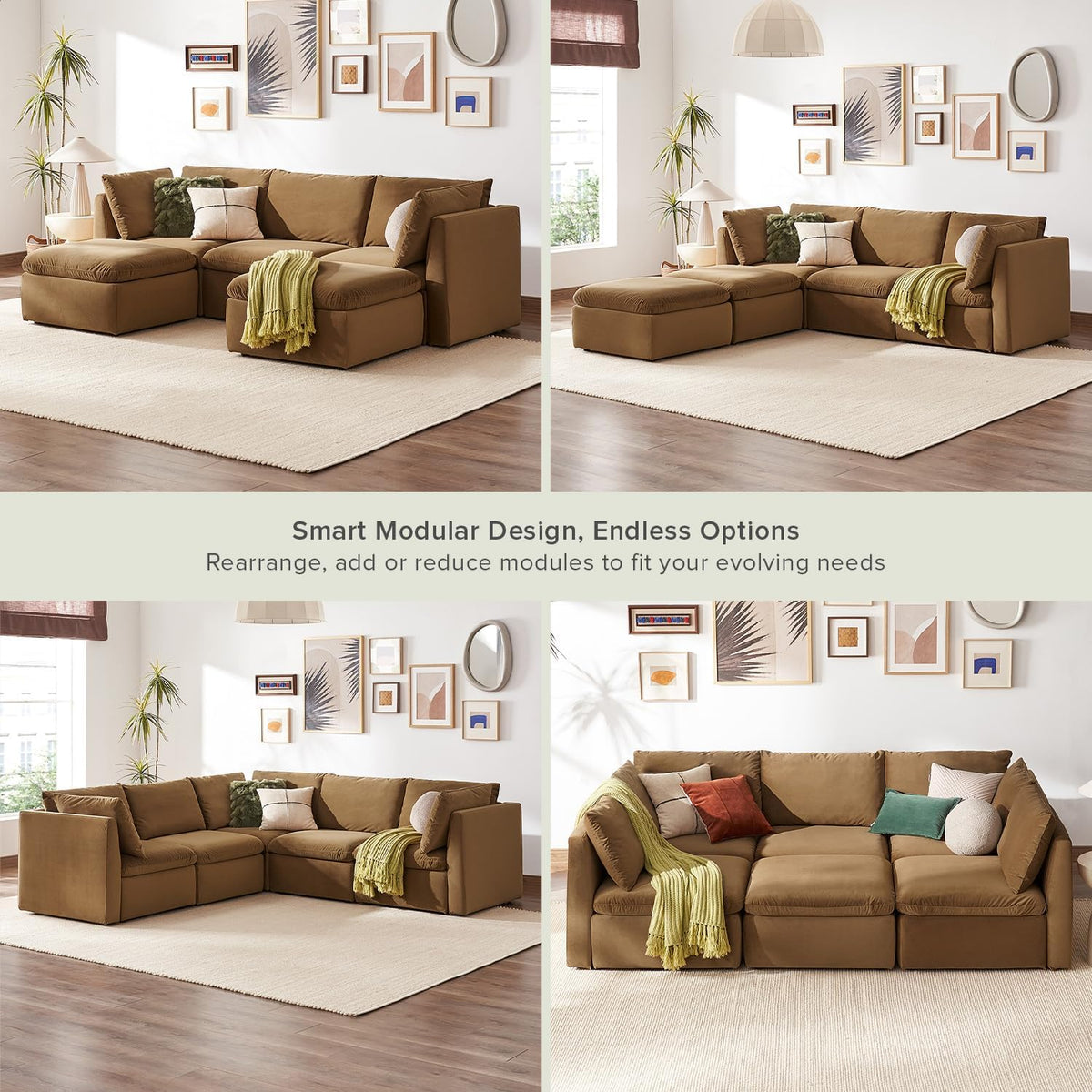 mopio Oversized Modular Sectional Sofa with Fully Removable Covers and Storage, Convertible U