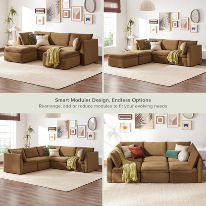 mopio Oversized Modular Sectional Sofa with Fully Removable Covers and Storage, Convertible U
