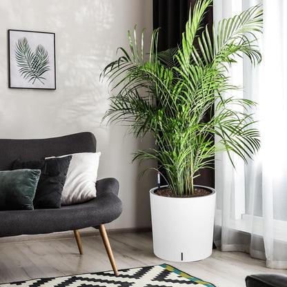 Tall Round Planter Set of 2, 19.5‘’ H x 19.9" Dia Large Planters for Indoor Plants with Built-in