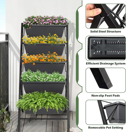 S AFSTAR 5-Tier Vertical Garden Planter, 5-Layer Raised Garden Bed with 5 Detachable Planter Boxes