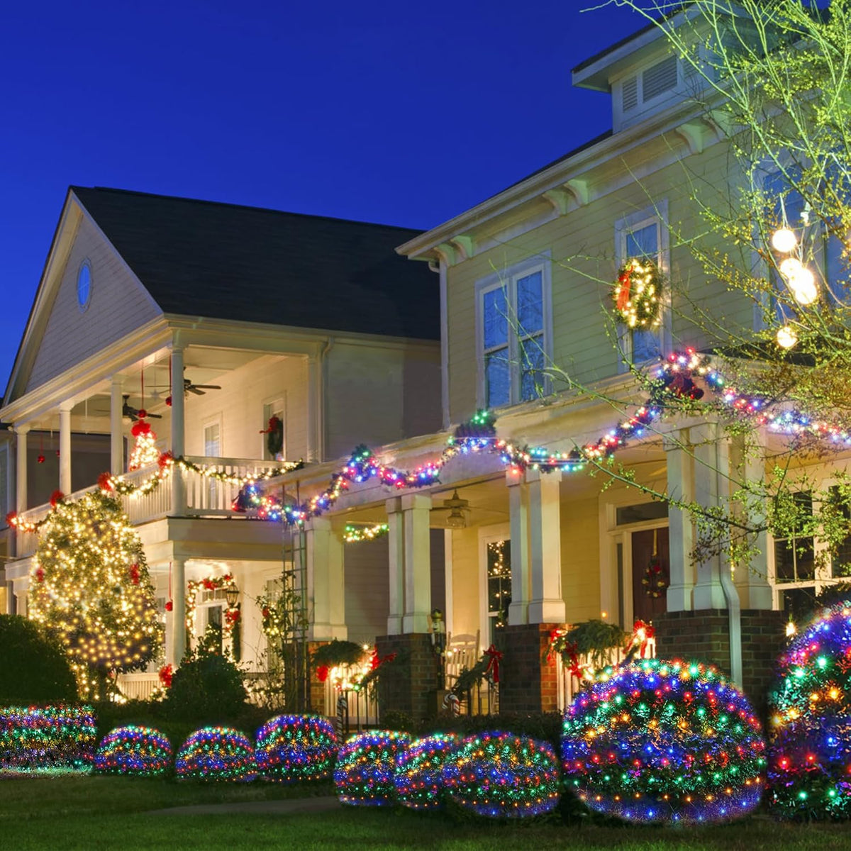 WBao Solar Christmas Lights Outdoor 360LED 11.5ft x 6.9ft Christmas Bushes Lights with Remote, 8