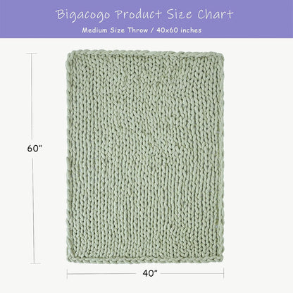 Bigacogo Chunky Knit Throw Blanket for Couch, 40x60 inches, 100% Hand Knitted with Thick Jumbo