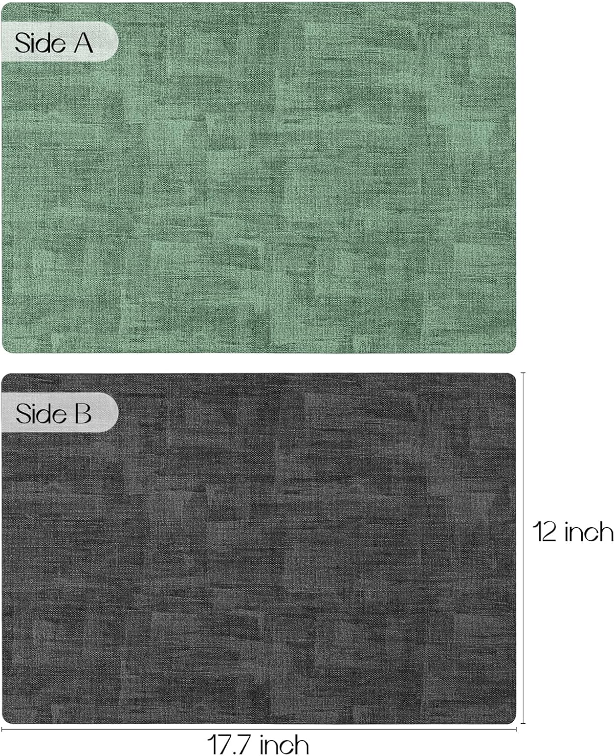 Romanstile Reversible Vinyl Placemats Set of 4, Faux Leather 100% Waterproof Oil-proof Wipeable