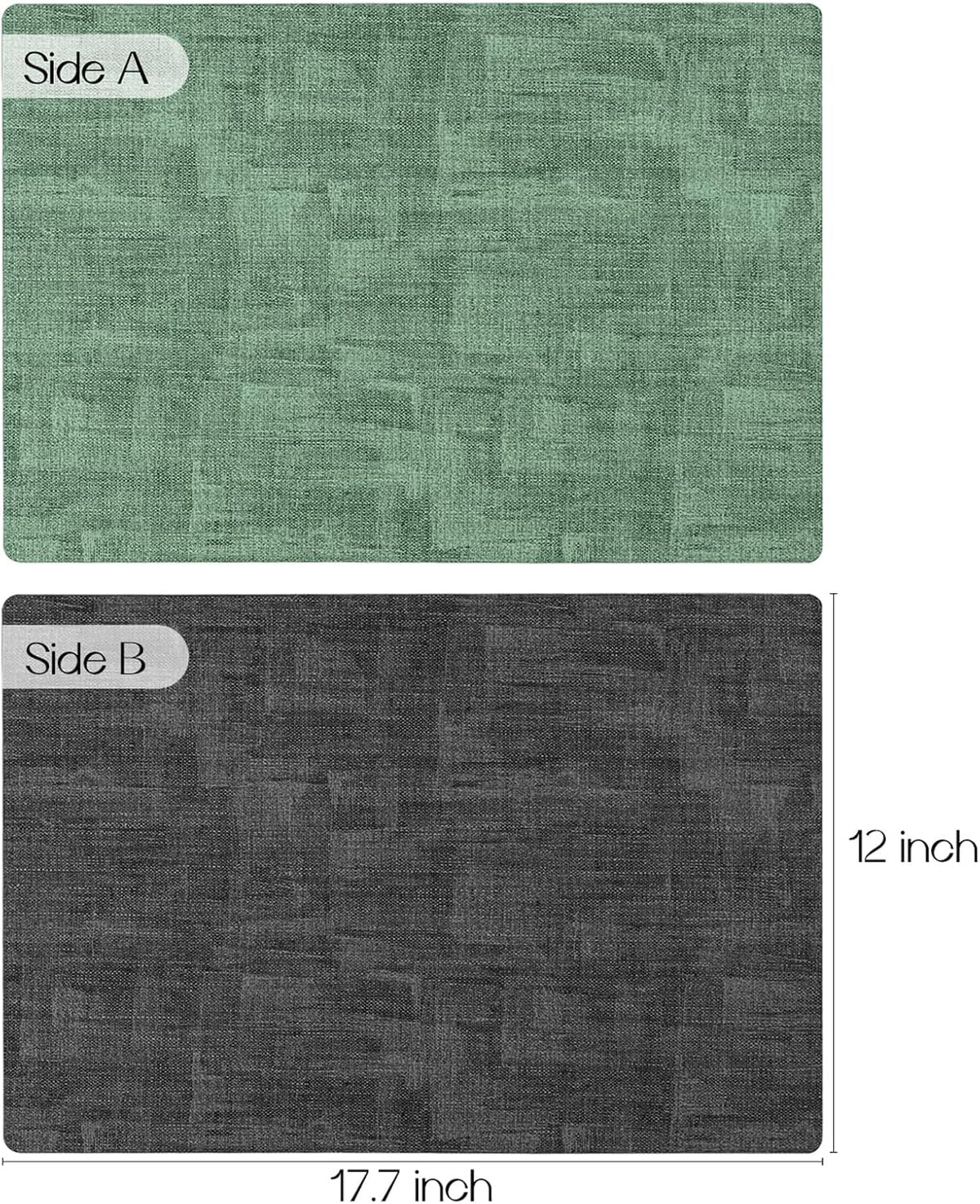 Romanstile Reversible Vinyl Placemats Set of 8, Faux Leather 100% Waterproof Oil-proof Wipeable