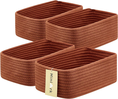 Small Storage Baskets for Organizing | Closet Organizer Bins | Shelf Toy Basket | Woven Rope