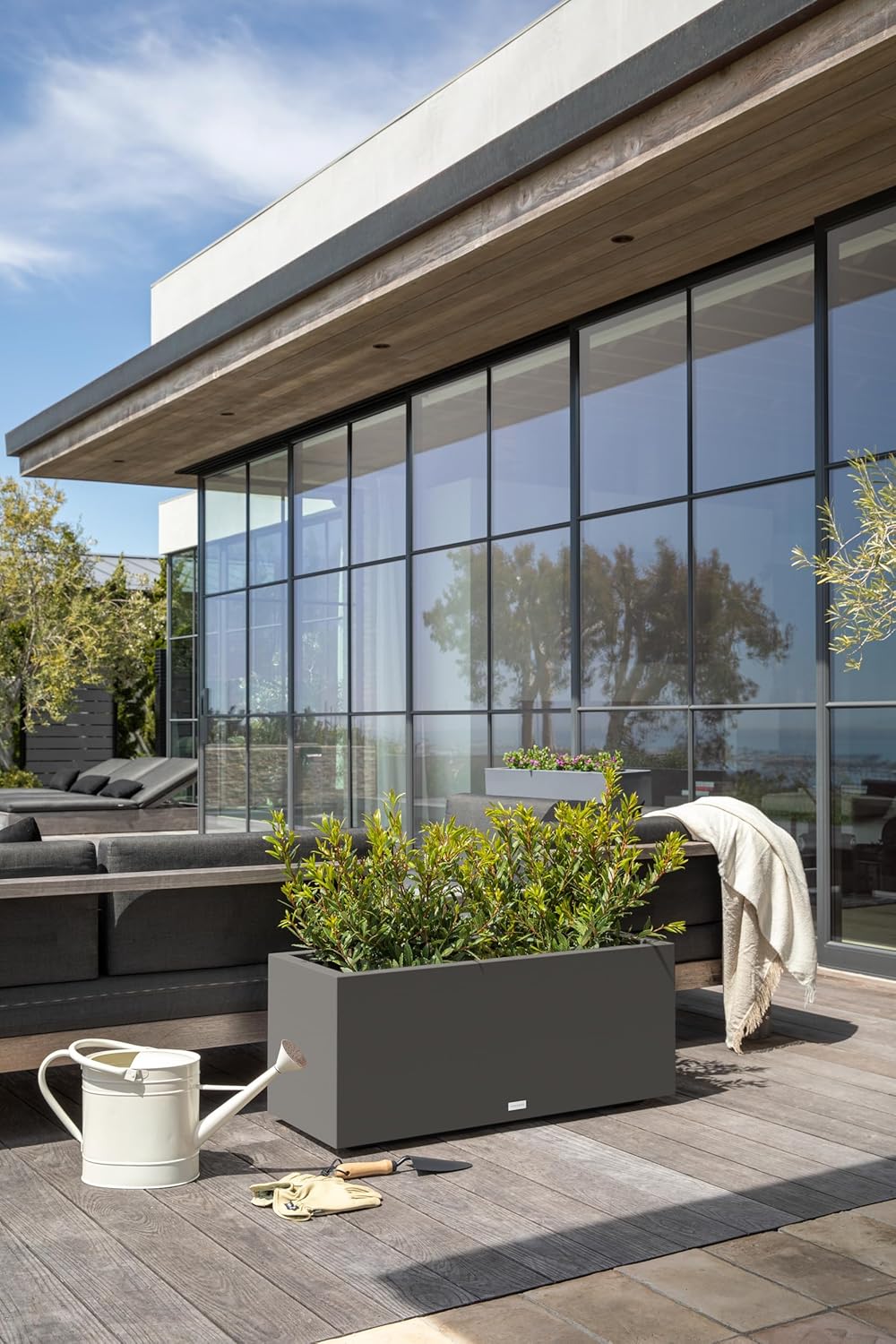 Veradek Block Series Long Box Planter - Large Rectangular Planter for Indoor or Outdoor Patio/Porch