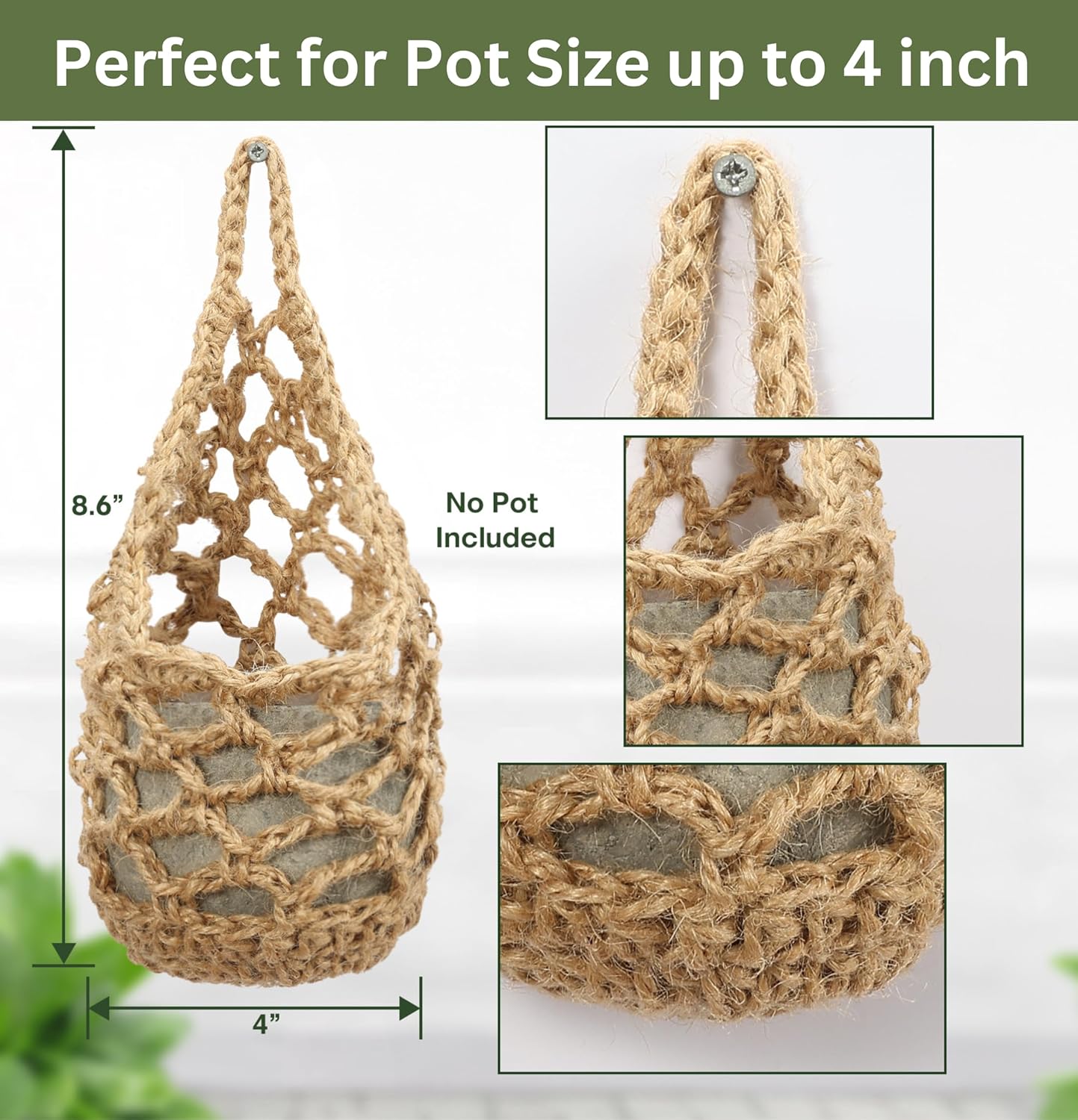 3PK Wall Planters for Indoor Plants, Macrame Plant Hanger | Wall Planter, Plant Hanger, Hanging