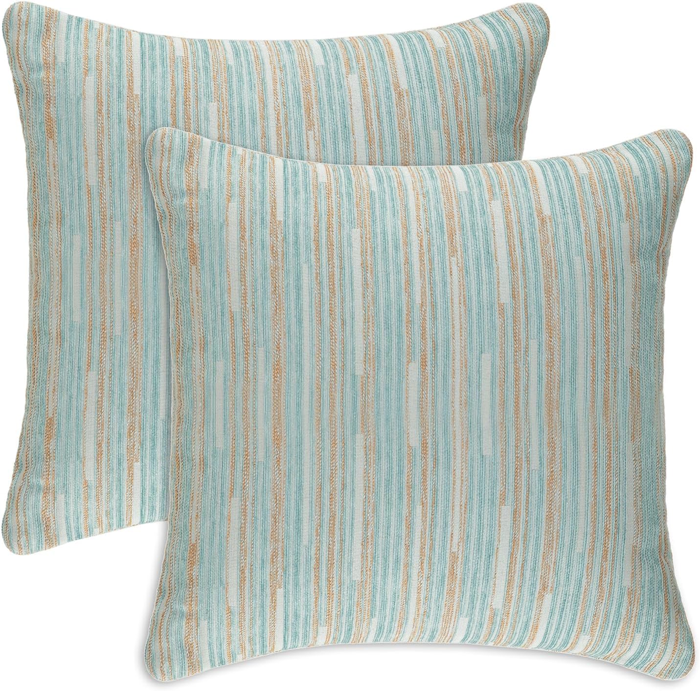 Yeiotsy Pillow Cases Blue, Pack of 2, Decorative Throw Pillow Covers Striped Bohemia Couch Cushion