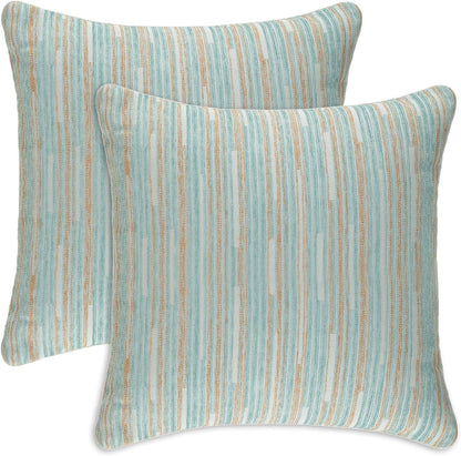 Yeiotsy Pillow Cases Blue, Pack of 2, Decorative Throw Pillow Covers Striped Bohemia Couch Cushion