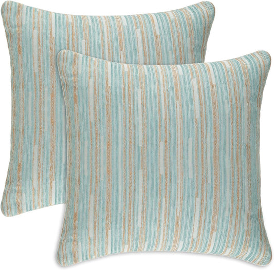 Yeiotsy Pillow Cases Blue, Pack of 2, Decorative Throw Pillow Covers Striped Bohemia Couch Cushion