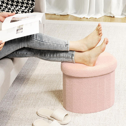 B FSOBEIIALEO Storage Ottoman Cube, Heart Shaped Ottomans with Storage Foot Stool Footrest for