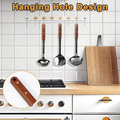 FJNATINH Stainless Steel Wok Spatula,Ladle,Skimmer Ladle Tool Set,Mirror Polished Cooking Utensils
