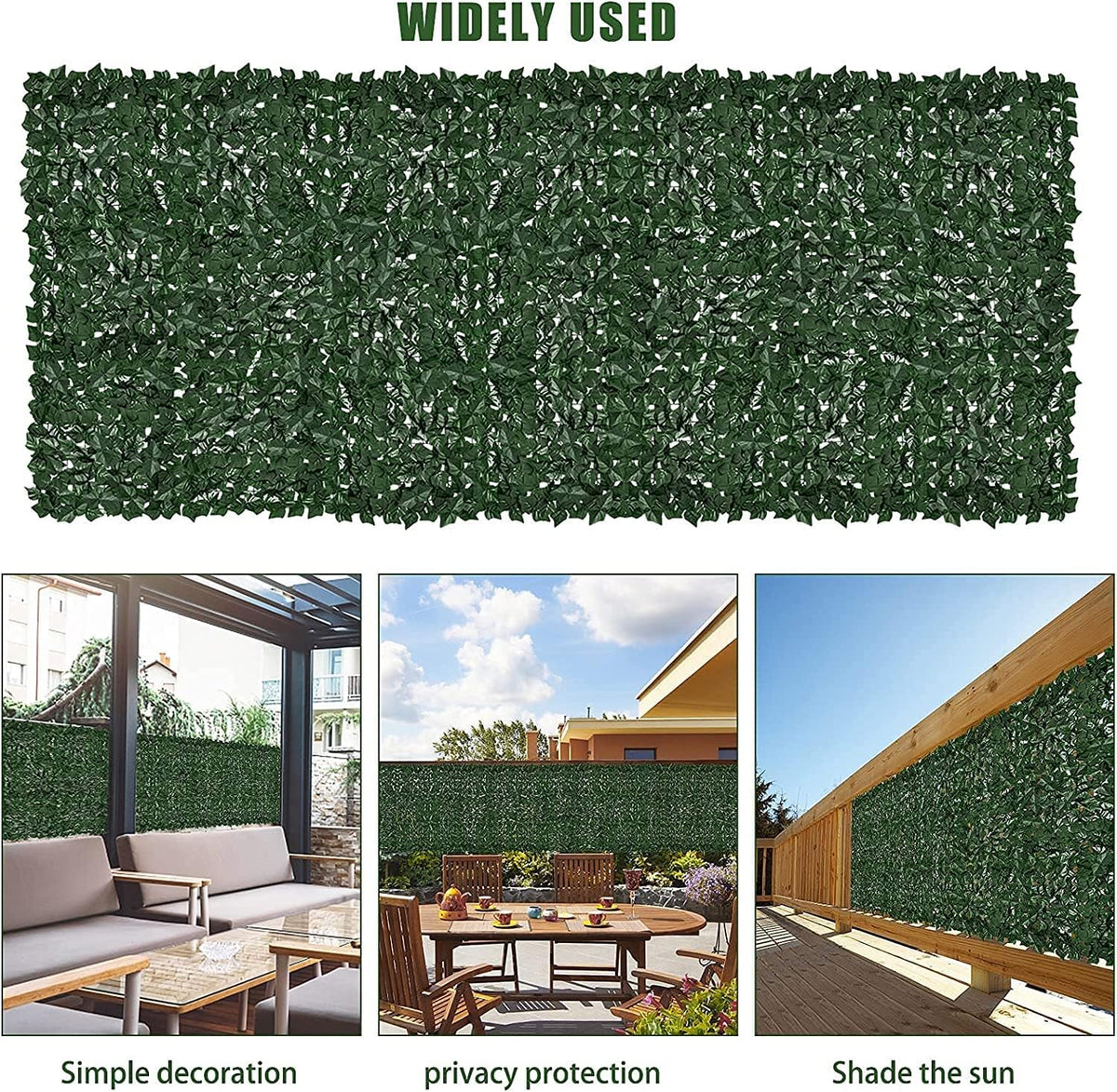 Faux Ivy Privacy Fence Screen Outdoor Expandable Artificial Greenery Roll Fake Hedge Wall Patio