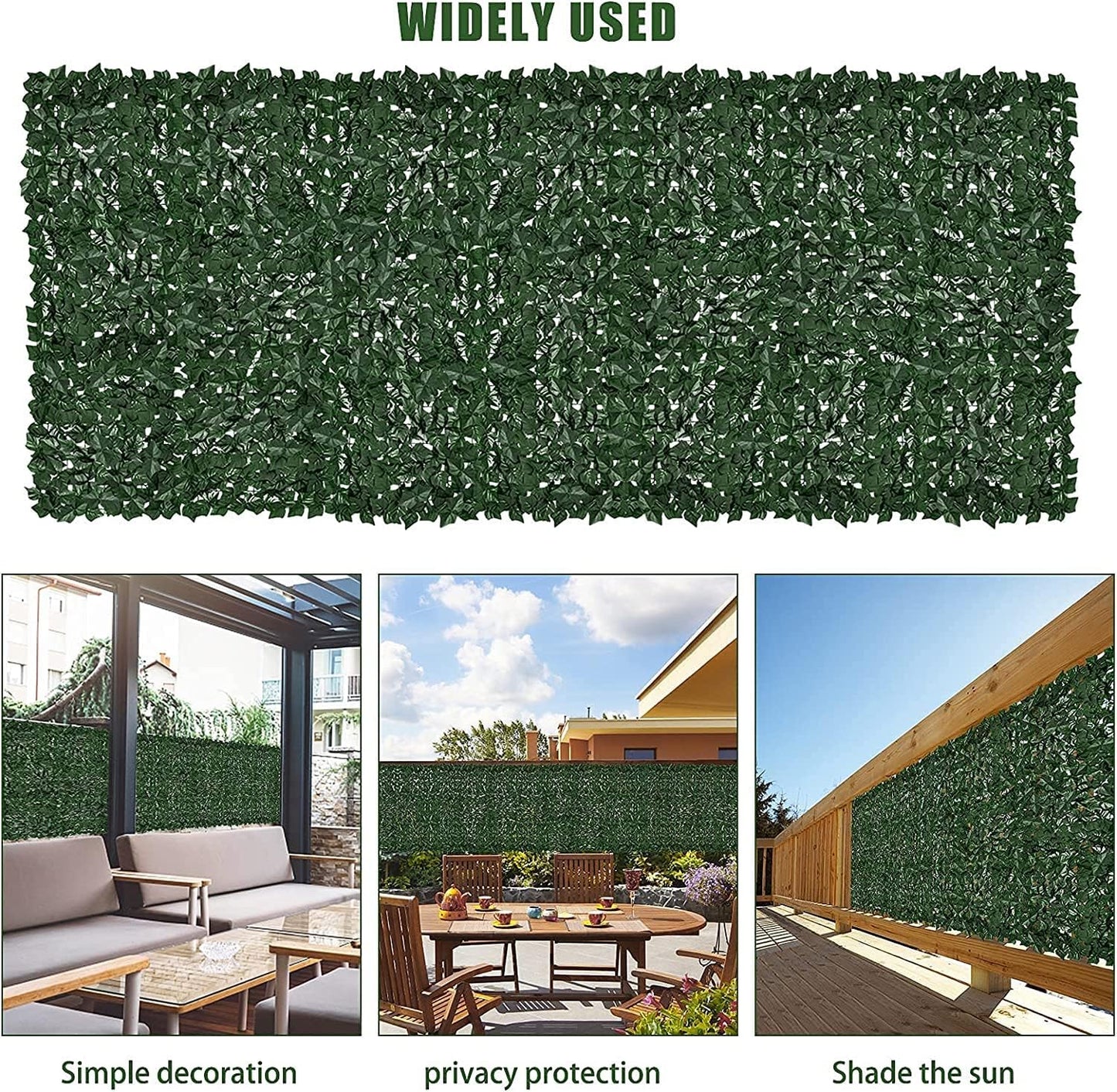 Faux Ivy Privacy Fence Screen Outdoor Expandable Artificial Greenery Roll Fake Hedge Wall Patio