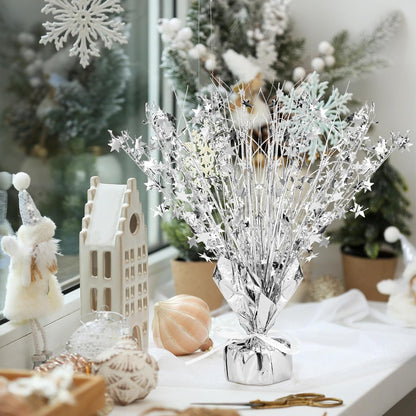 Crowye 18 Pieces Metallic Foil Spray Centerpiece Party Star Table Decoration Burst Metallic Table