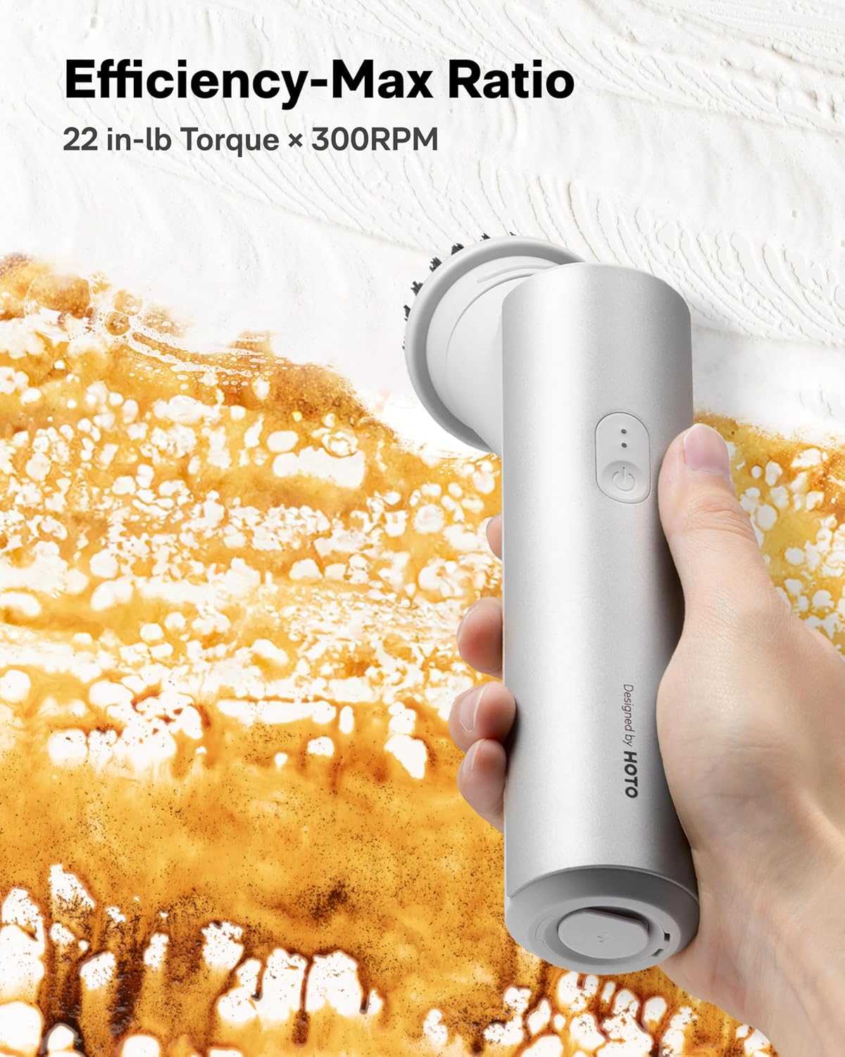 HOTO Cordless Electric Spin Scrubber, IPX7 Full Body Waterproof Dish Scrubber Brush, Bathroom