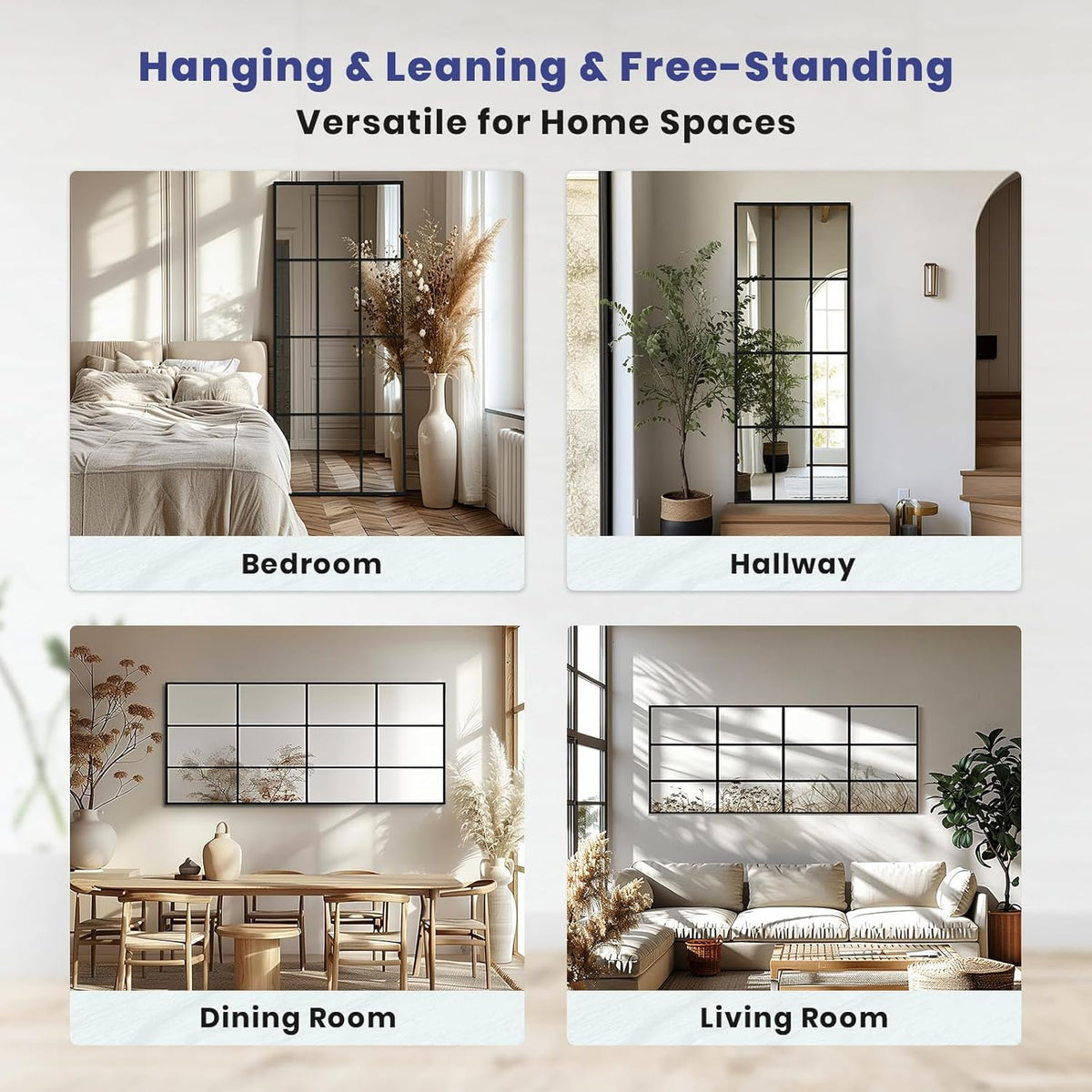 Windowpane Mirror Full Length 71"x30" Wall Mounted Art Pane Mirror Farmhouse Decorative Floor