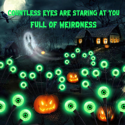 ASMAD Halloween Decorations Outdoor Solar Scary Eyeball Lights, 4Pack 32LEDs Green Eyeball Swaying