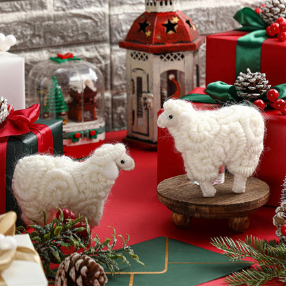 Jenaai 3 Pieces Felt Sheep Christmas Ornaments Sheep Decorative Hanging Ornaments Vintage Farm