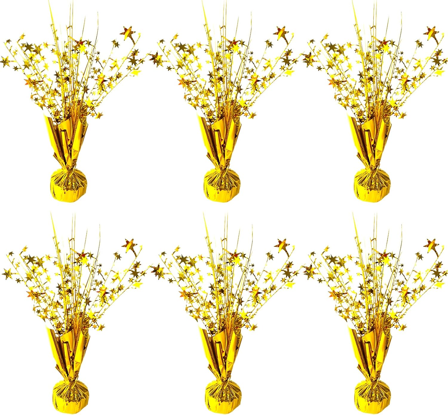 6 Pack Metallic Foil Spray Centerpiece Star Table Decoration Burst Table Centerpieces for Birthday