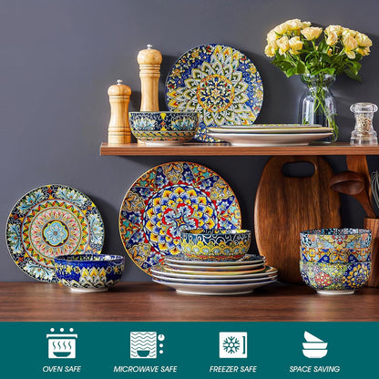 vancasso 18 Pieces Dinnerware Sets, Plates and Bowls Set, Porcelain Dishes Set for 6, Microwave and