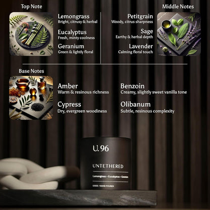 U.96 Luxury Scented Candle – Lemongrass, Eucalyptus & Amber | Hand-Poured in USA w/ 100% Natural