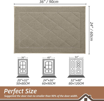 BEQHAUSE Dirt Trapper Door Mat 24" x 36", Doormat Non-Slip Entryway Rugs Washable, Dog Door Mat