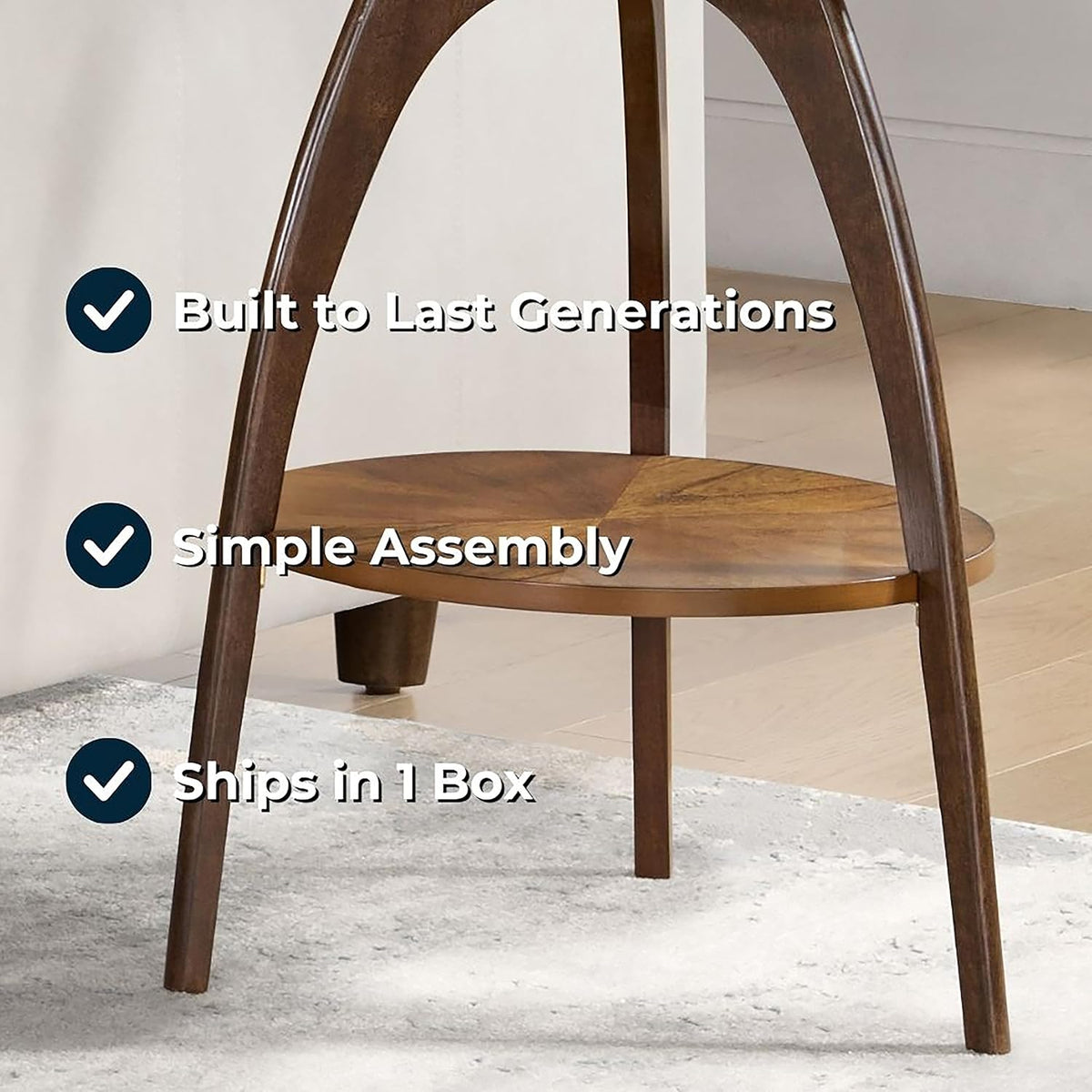 Martin Svensson Home LAX Two-Tone 20-Inch Caramel Brown Round Wood End Side Table with Walnut Legs