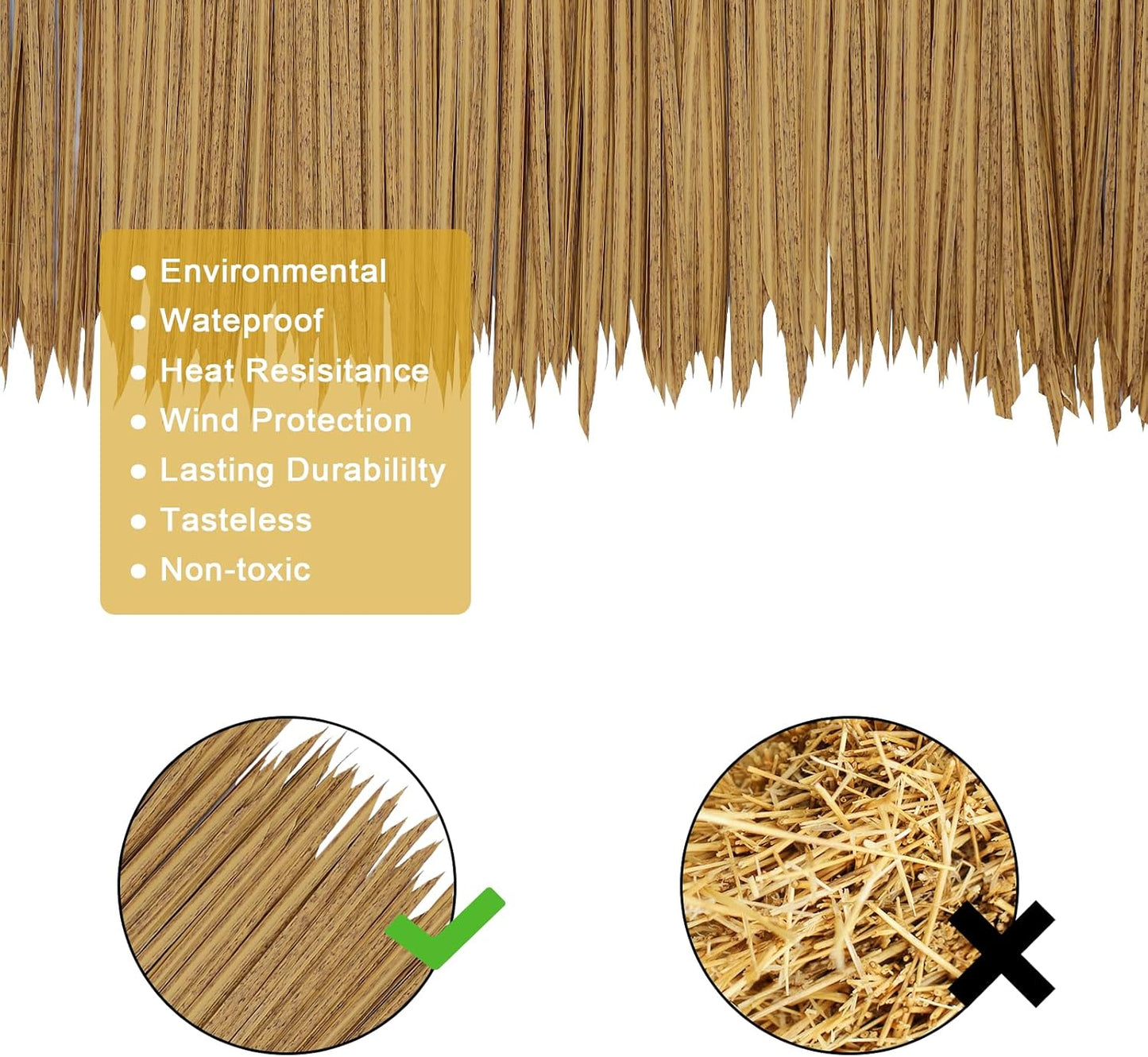 Straw Roof Thatch –Mexican Style Artificial Palm Thatch Rolls,Tiki Bar Hut Grass Duck Boat Blinds