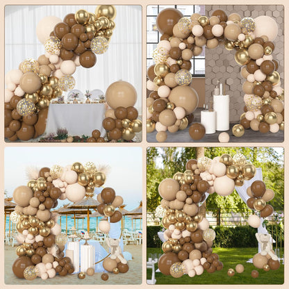 Amandir 153pcs Brown Balloon Garland Arch Kit, Different Sizes 18 12 10 5 inch Brown Nude Latex