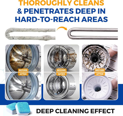 Washing Machine Cleaner Tablets 24 pack Powerful Descaler -Deep Cleaning for HE Front Loader & Top