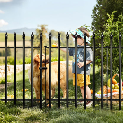Metal Garden Fence 36" Wide x 28" High, 5 Panels (4 Panels + 1 Gate), Total 11.6 feet, Metal Border