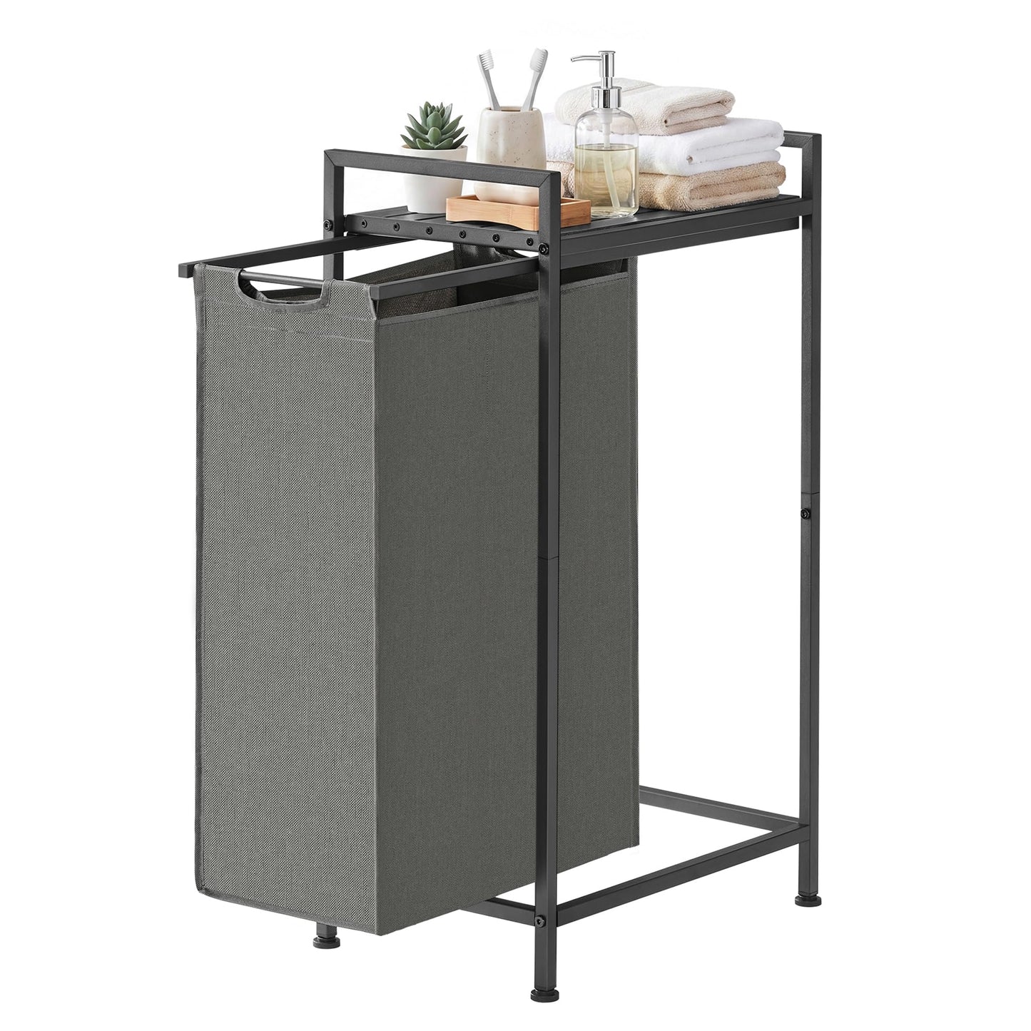 SONGMICS HOME Laundry Basket Sorter with Storage Shelf, Laundry Hamper with Metal Frame, 12.4