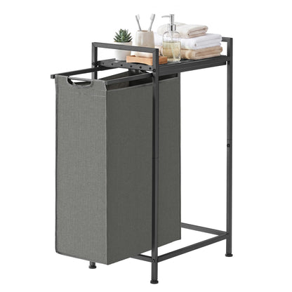 SONGMICS HOME Laundry Basket Sorter with Storage Shelf, Laundry Hamper with Metal Frame, 12.4