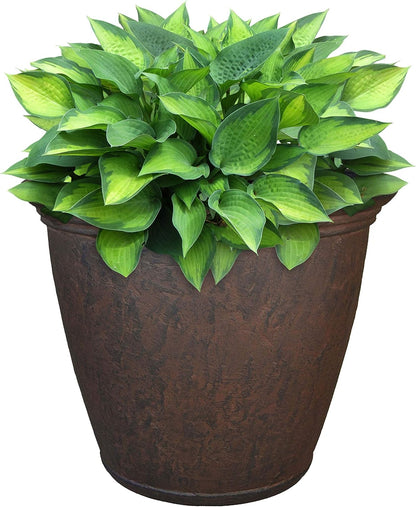 Sunnydaze 15.25-Inch Anjelica Large Plastic Pot for Plants - Outdoor Polyresin Round Planter with