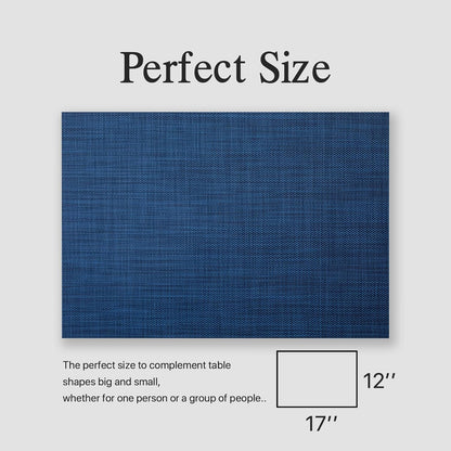 Placemats Set of 12 - Easy Clean Woven Vinyl Placemats for Dining Table, Indoor/Outdoor Place Mats