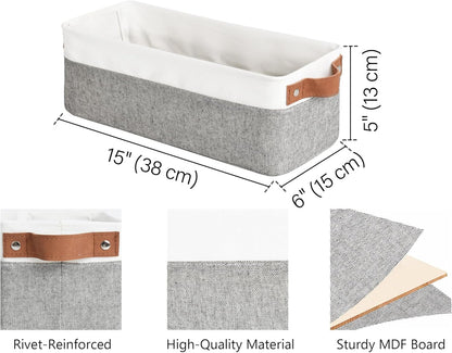 StorageWorks Narrow Storage Bins, Small Basket for Closet and Shelves, Fabric Organizer with
