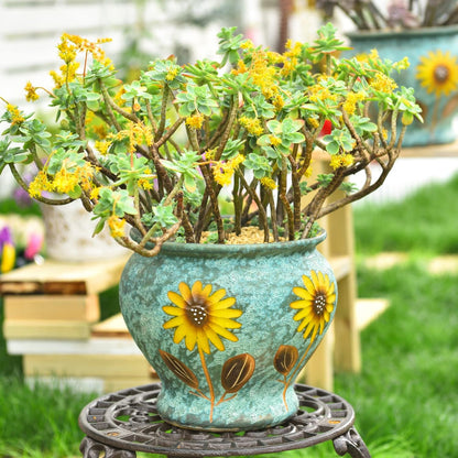 Sungmor Ceramic Hand Painted Succulent Flower Pots, 9 Inch Large Pottery Pots for Indoor Outdoor