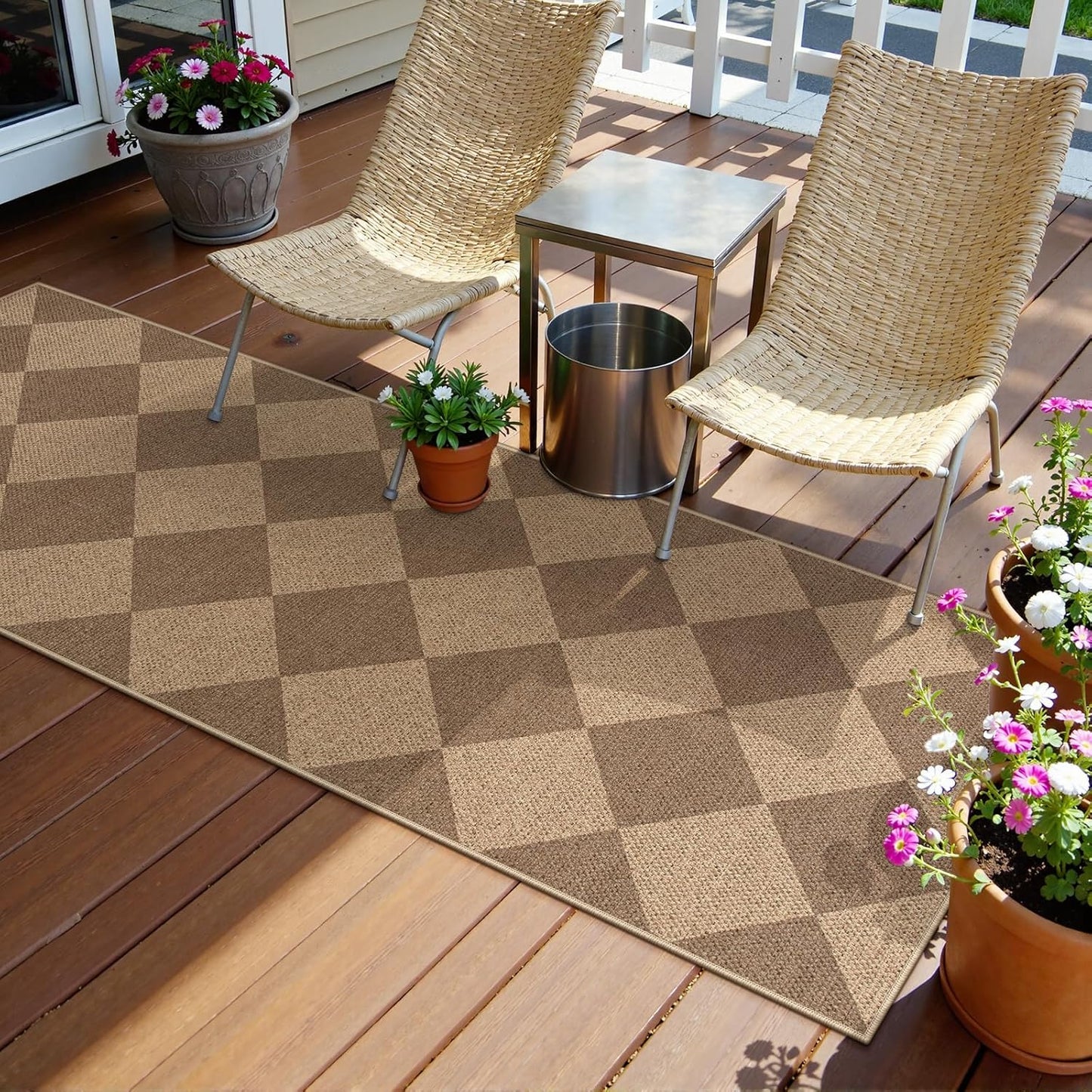 Lahome Checkered Easy Jute Runner Rug, 2x6 Kitchen Mats for Floor Non Slip Washable Entryway