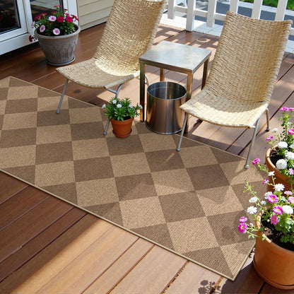 Lahome Checkered Easy Jute Runner Rug, 2x6 Kitchen Mats for Floor Non Slip Washable Entryway
