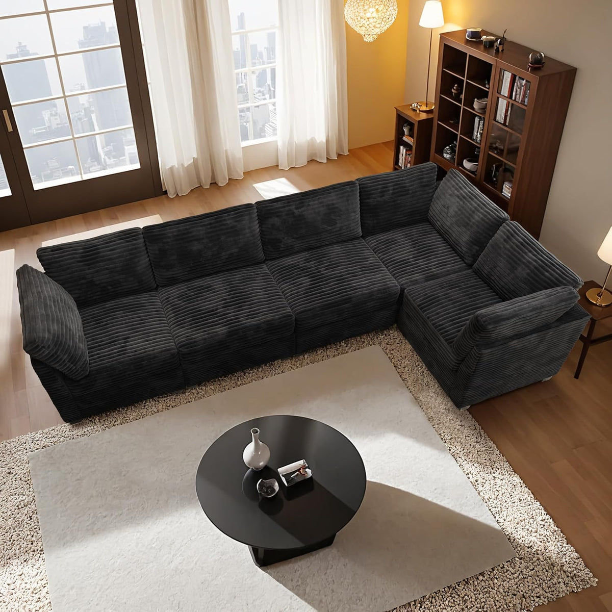 HOOOWOOO Modular Sectional Sofa,5 Pieces Sectional Couches for Living Room,131X66 L Shaped Cloud