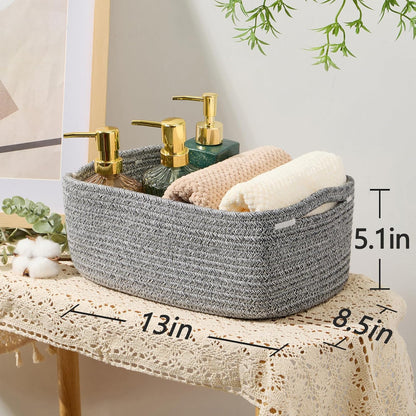 Small Storage Baskets for Organizing | Closet Organizer Bins | Shelf Toy Basket | Woven Rope
