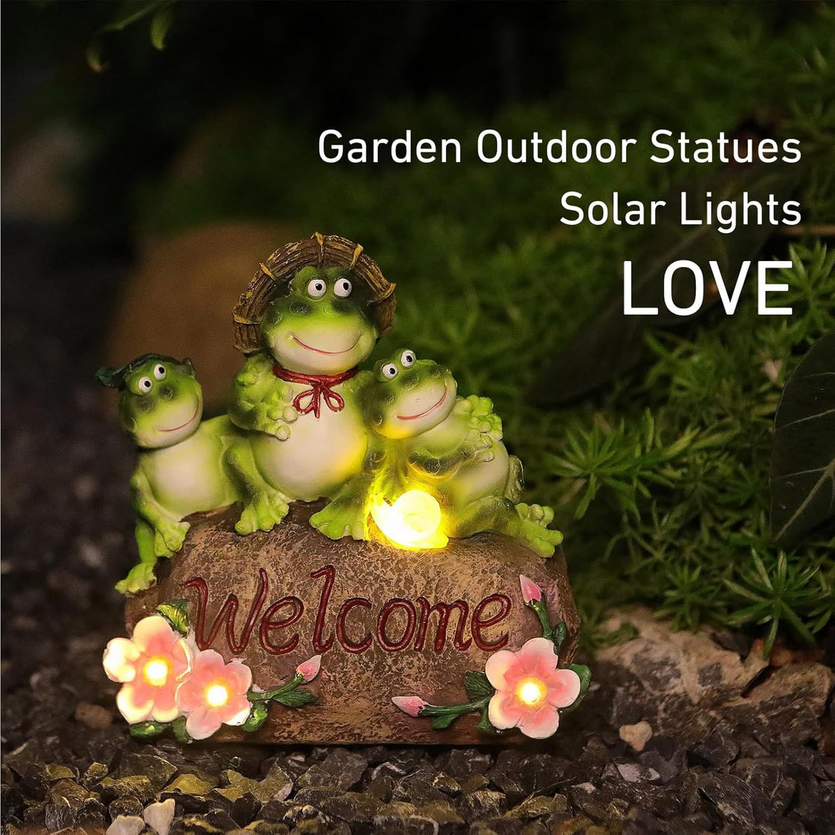 Funny Frog Statues For Garden - 7'' Mothe & Sons Solar Frog Garden Decor Frog Garden Statue For